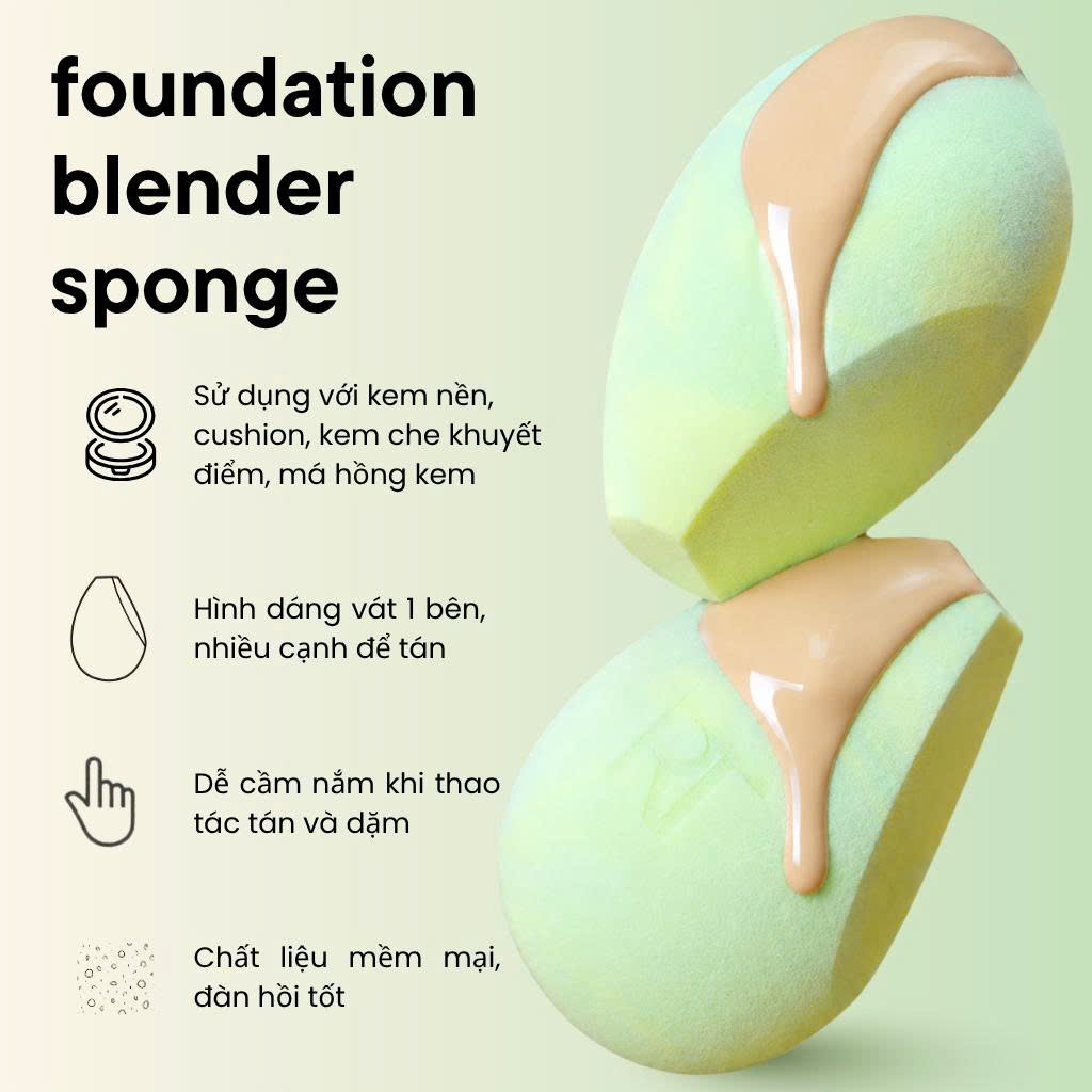 Mút Tán Nền Đa Cạnh Cho Lớp Nền Mịn Tự Nhiên RT Real Techniques Miracle Flat Edge Sponge RT008